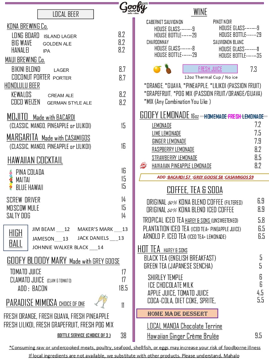 GOOFY Cafe & Dine Menu - Image 2